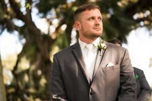 Groom at Ceremony at Ribault club wedding