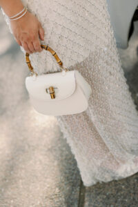 wedding weekend attire- white dress and purse