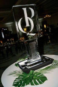 Monogrammed ice sculpture